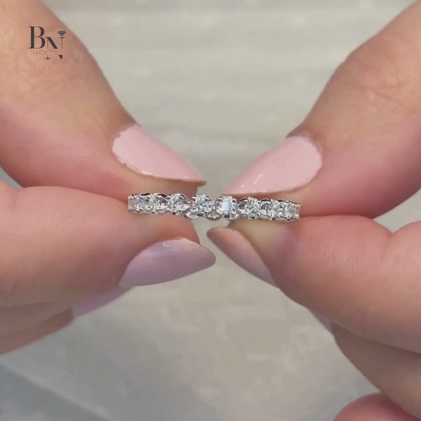 Round Lab Diamond Eternity Band, 0.50ct Illusion Setting Ring, 14K White Gold Bridal Stack