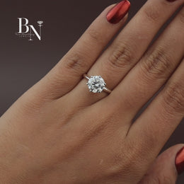 2ct Round Cut Lab Diamond Ring, Classic Six Prong Solitaire, 14k White Gold Engagement Ring