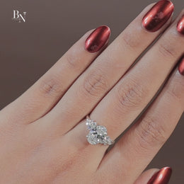 2ct Oval Lab Grown Diamond Engagement Ring | Cluster Setting 14K White Gold