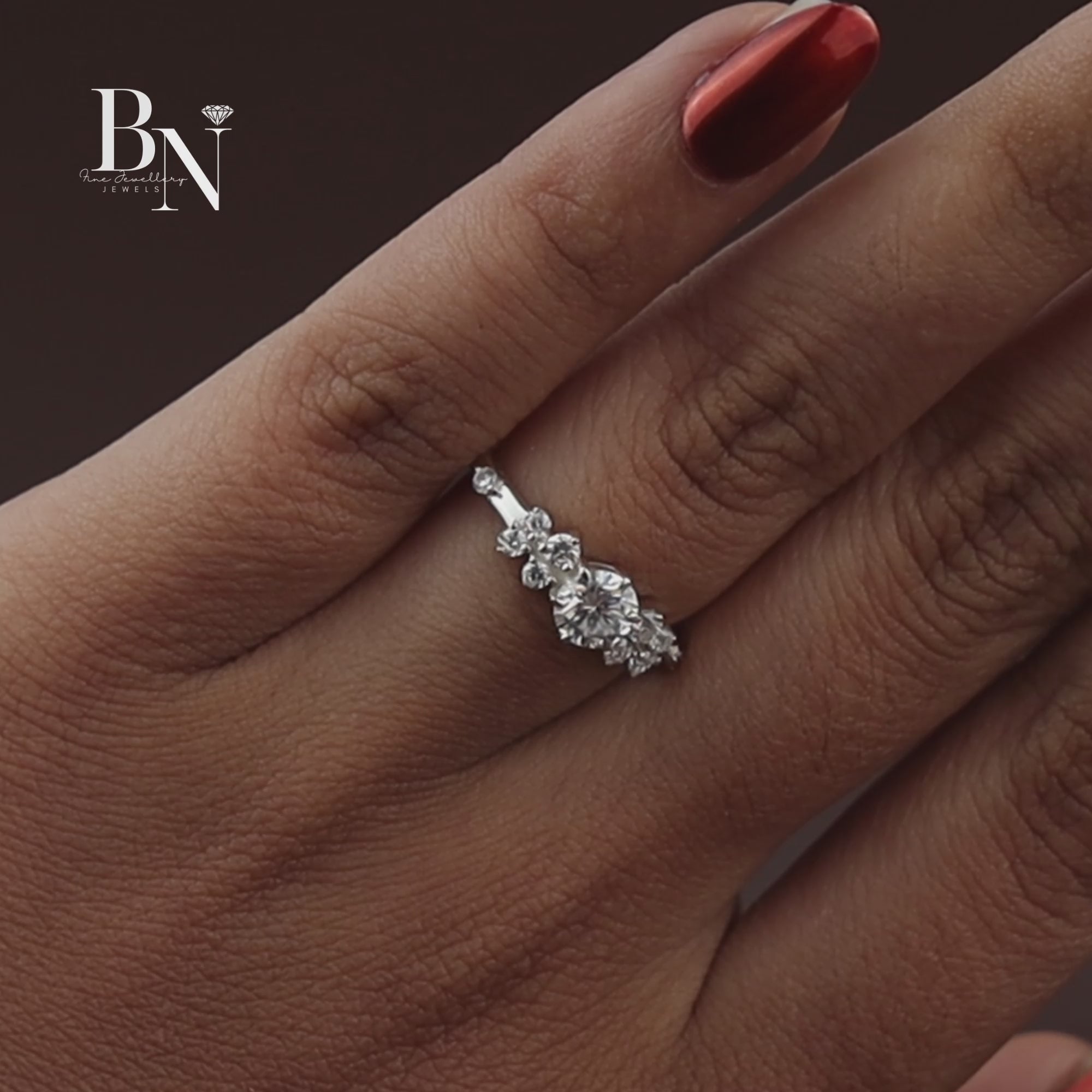 Round Brilliant Lab Diamond Cluster Ring, Floral Inspired Engagement Ring, Petite Cluster