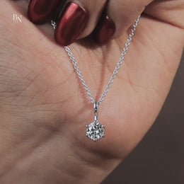 Round Brilliant Lab Grown Diamond Necklace | Minimalist Solitaire Pendant 14K White Gold