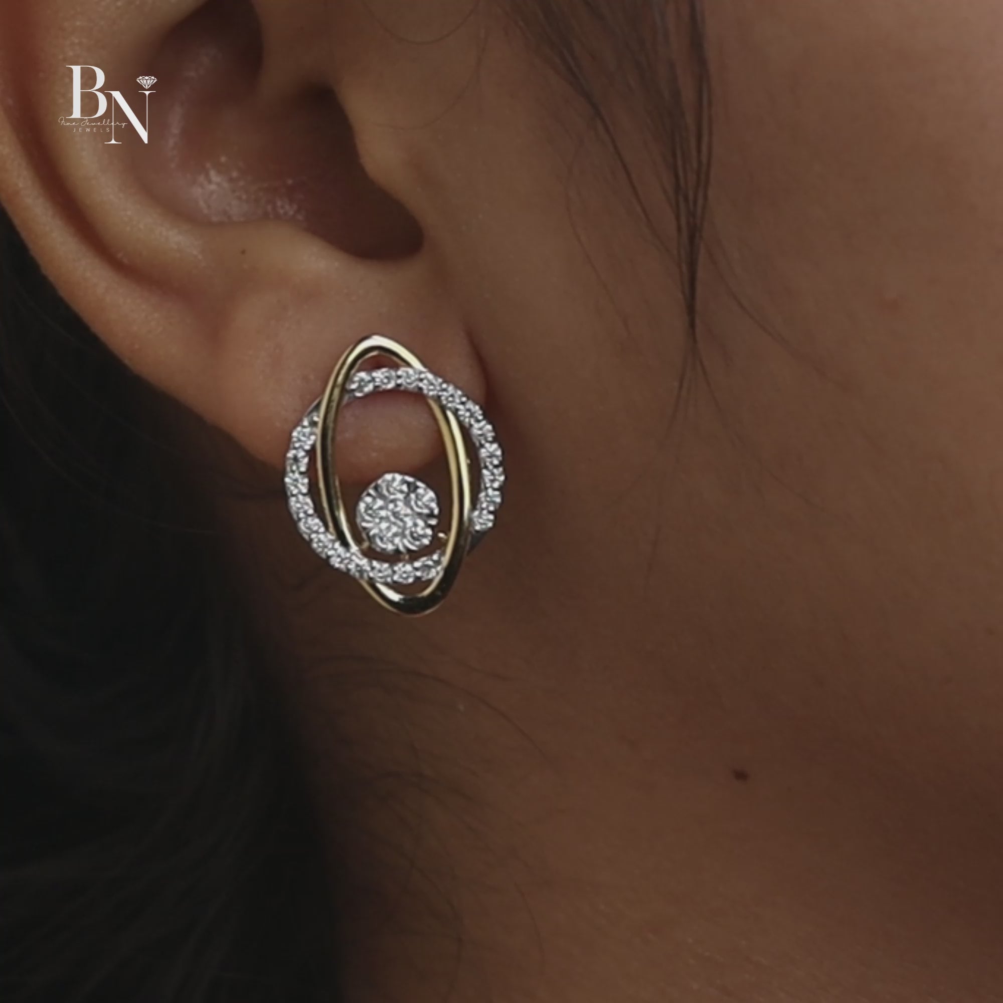 Orbit Stud Earrings | 14K Gold Abstract Cluster Earrings | Modern Interlocking Oval Studs | Fine Jewelry Anniversary Gift