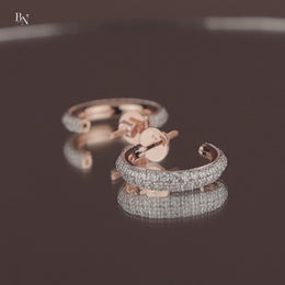 Lab Grown Diamond Hoop Earrings | Micro Pavé C-Hoops 14K Rose Gold