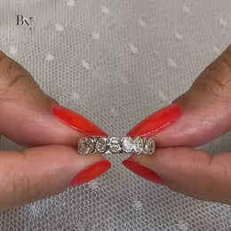 Oval Lab Diamond Bezel Band, 1.16ct Three Quarter Eternity Ring, Gold Bridal Stacking Ring