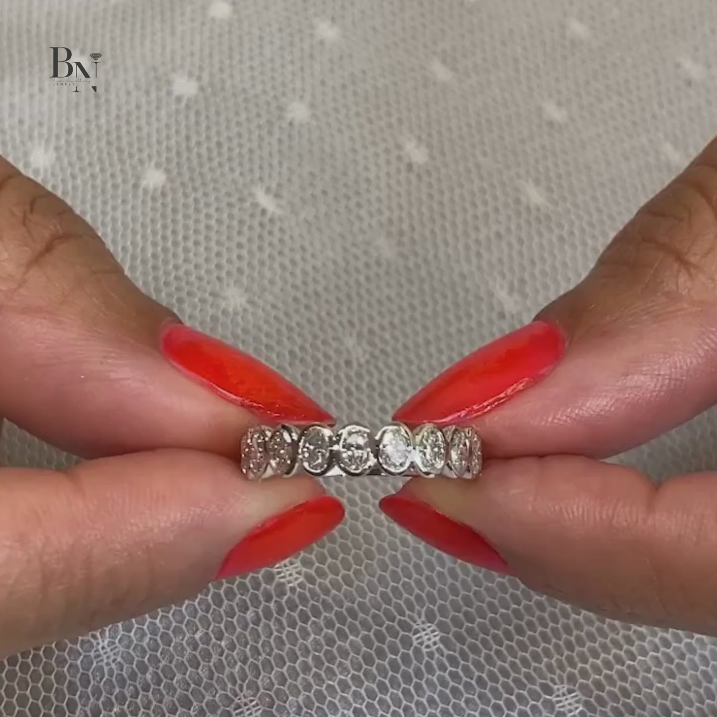 Oval Lab Diamond Bezel Band, 1.16ct Three Quarter Eternity Ring, Gold Bridal Stacking Ring