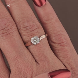 Round Brilliant Lab Grown Diamond Engagement Ring | Bypass Solitaire 14K Yellow Gold