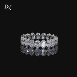 Oval Lab Diamond Eternity Band, 3 Carat Closed Basket Ring, Shared Prong Wedding Band
