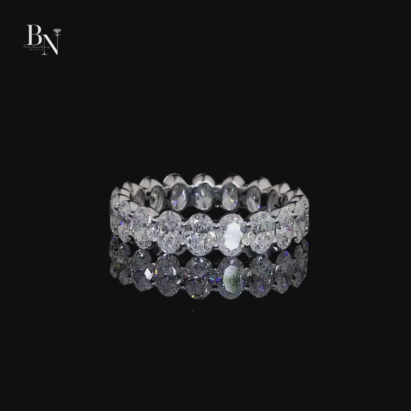 Oval Lab Diamond Eternity Band, 3 Carat Closed Basket Ring, Shared Prong Wedding Band