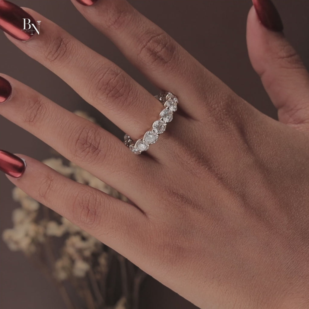 5ct Round Lab Grown Diamond Eternity Band | 14K Gold Shared Prong Wedding Ring | Full Eternity Bridal Band | IGI Certified Anniversary Band