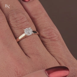Round Brilliant Lab Grown Diamond Engagement Ring | Hidden Halo Pavé Band 14K Gold