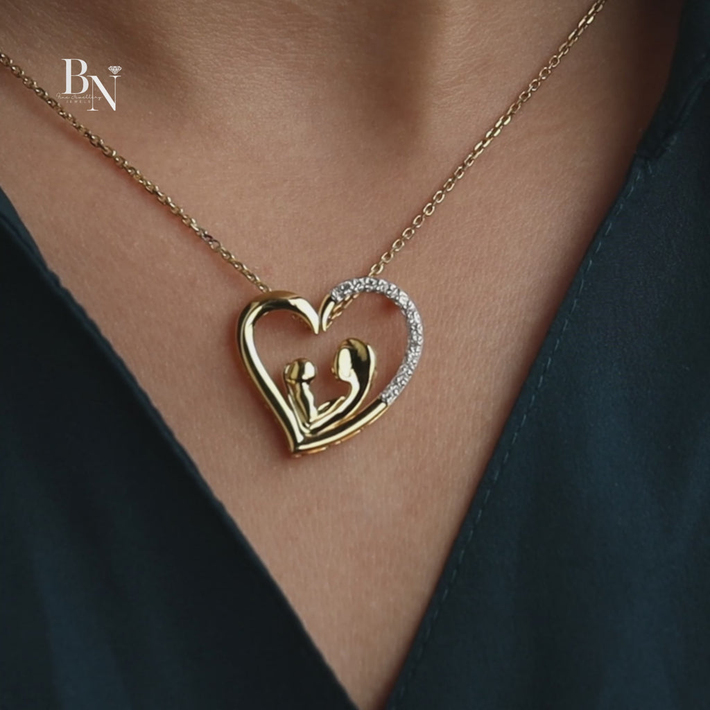 Mother and Baby Heart Pendant | Motherhood Necklace | New Mom Gift | Fine Jewelry for Her | Family Love Pendant(Only Pendant)