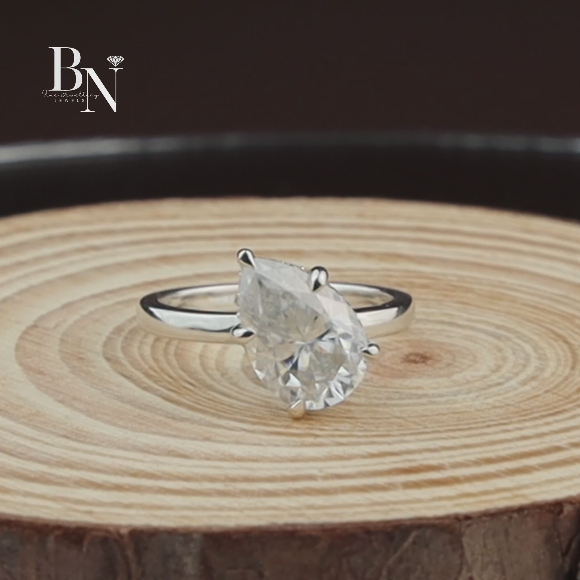 Pear Cut Lab Diamond Engagement Ring, 3 Carat Appearance, Hidden Halo Wedding Ring, Minimalist Solitaire Band