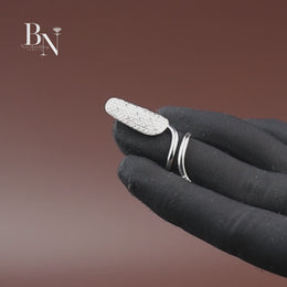 Pavé Lab Diamond Nail Ring, Statement Tip Ring, Luxury Nail Armor, 14k White Gold Fashion Ring
