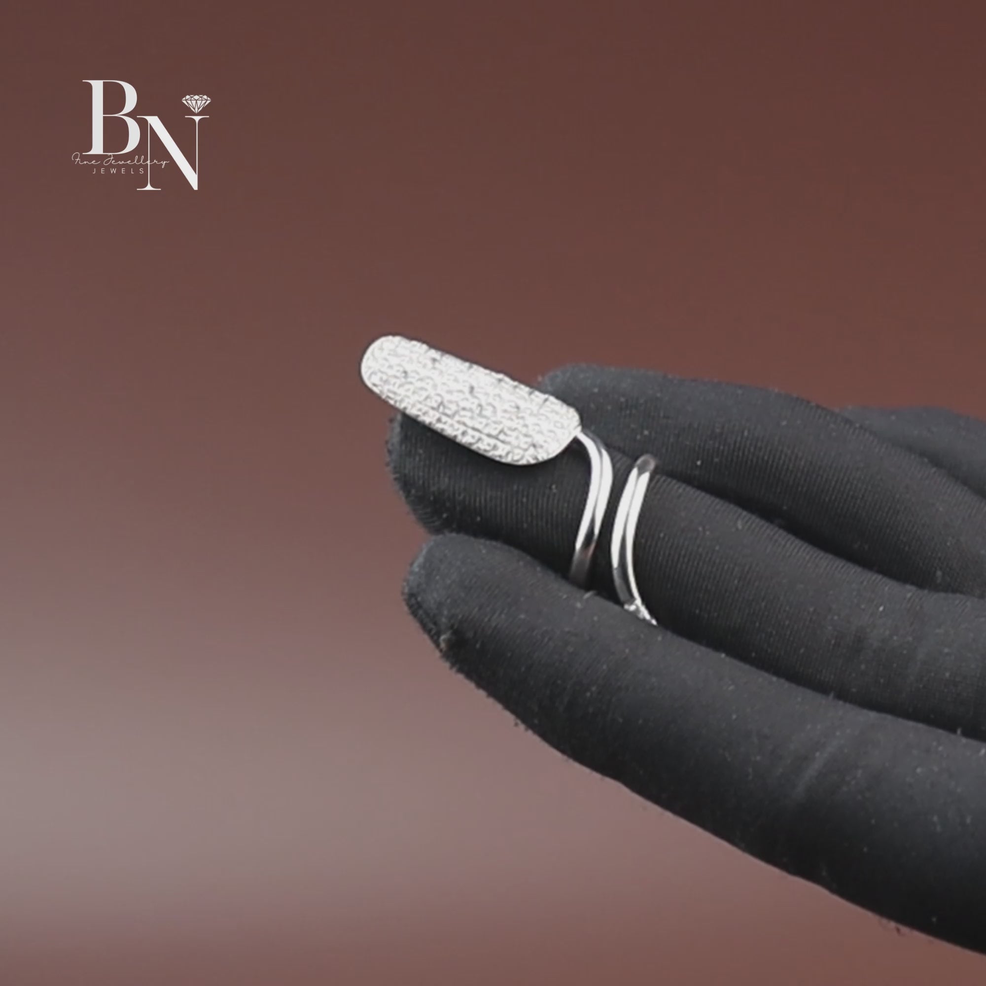 Pavé Lab Diamond Nail Ring, Statement Tip Ring, Luxury Nail Armor, 14k White Gold Fashion Ring