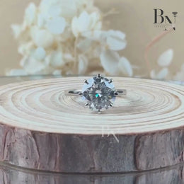 4ct Round Lab Grown Diamond Engagement Ring | Classic Solitaire 14K White Gold