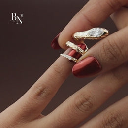 1ct Marquise Lab Grown Diamond Snake Ring | Serpent Wrap Symbolic 14K Yellow Gold