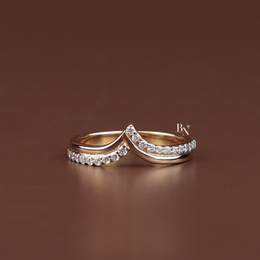 V Curved Lab Grown Diamond Wedding Band, 0.25ct V Shaped Contour Ring