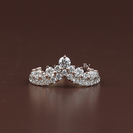 Stacking Band Lab Grown Diamond Curved , 1 CTW V Shaped Chevron Nesting Ring, Crown Tiara Wedding Band