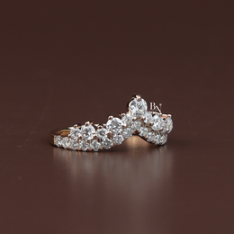 Stacking Band Lab Grown Diamond Curved , 1 CTW V Shaped Chevron Nesting Ring, Crown Tiara Wedding Band