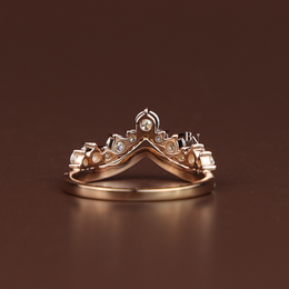 Stacking Band Lab Grown Diamond Curved , 1 CTW V Shaped Chevron Nesting Ring, Crown Tiara Wedding Band