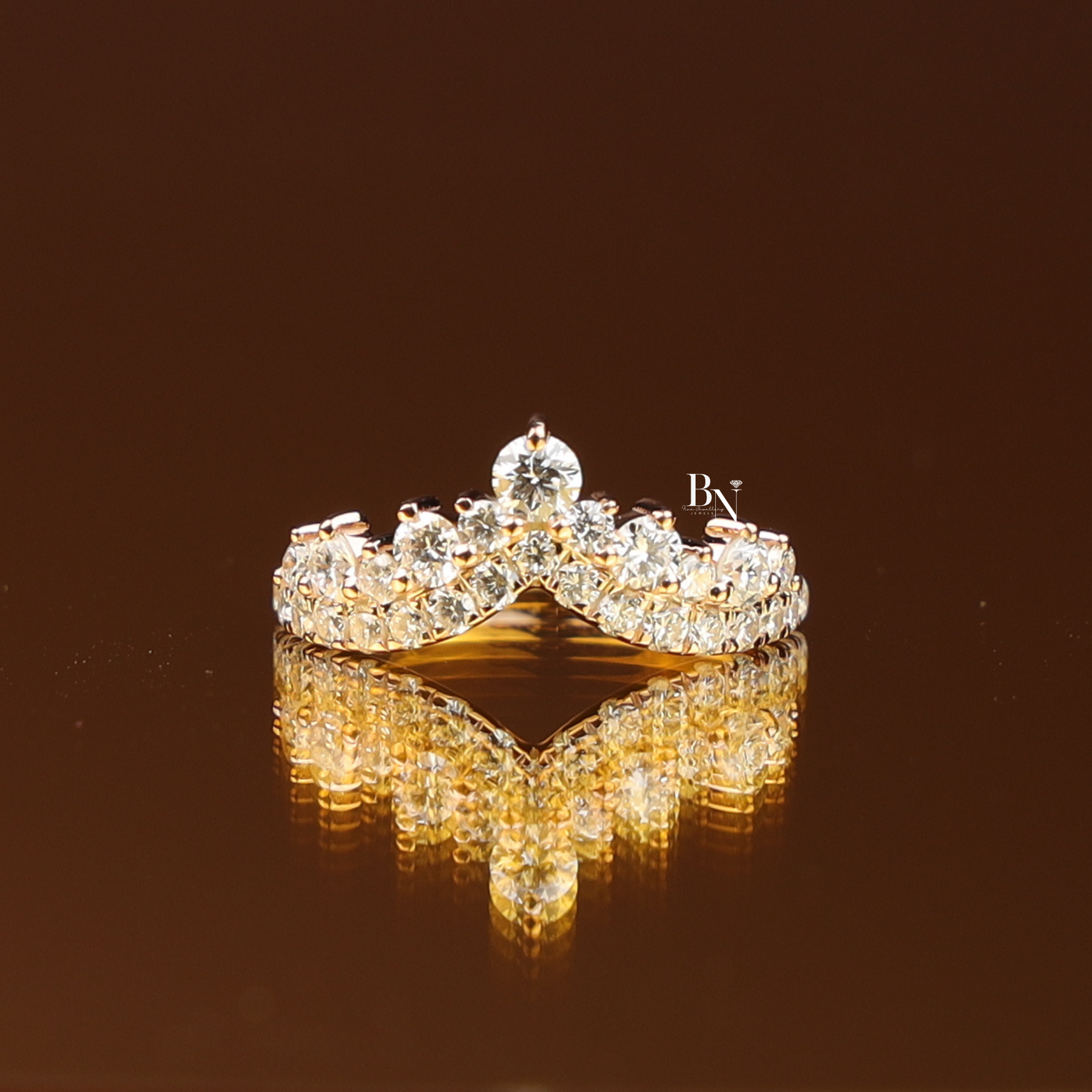 Stacking Band Lab Grown Diamond Curved , 1 CTW V Shaped Chevron Nesting Ring, Crown Tiara Wedding Band
